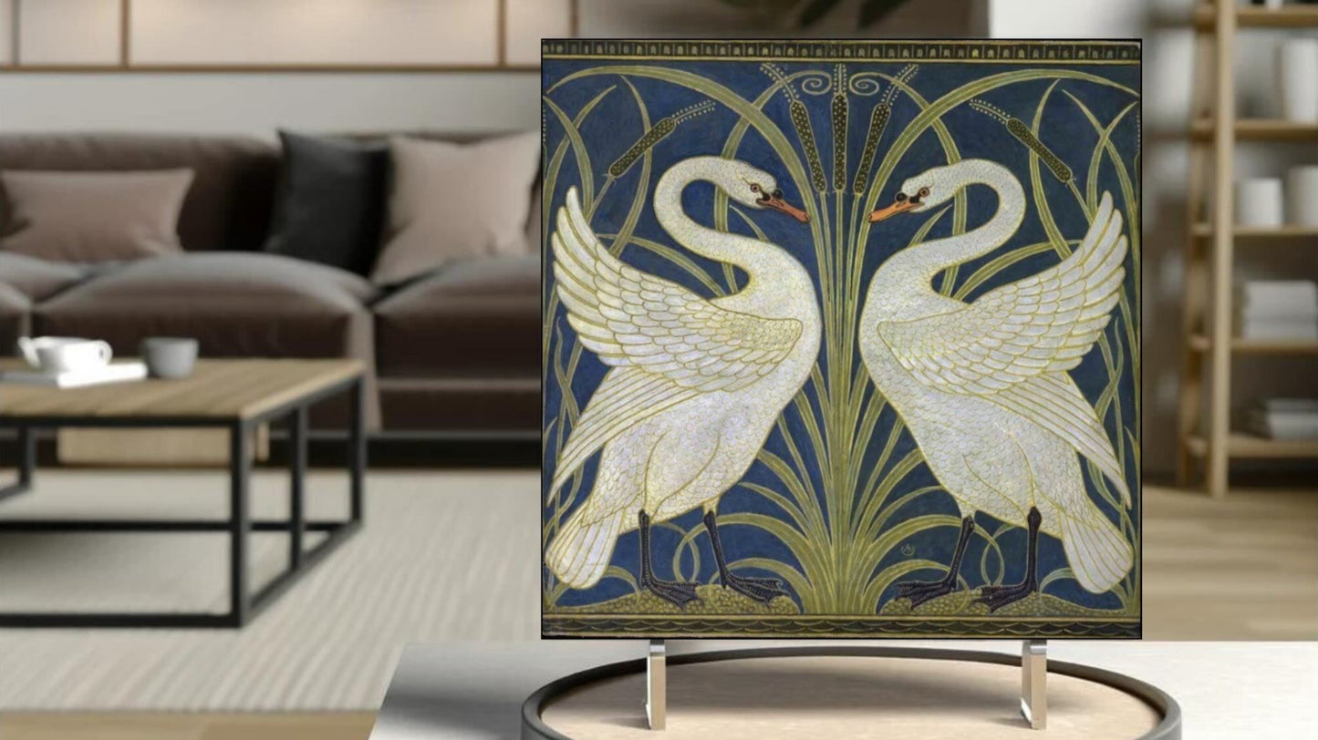 Walter Crane Display Tiles - Swan, Rush and Iris (1875)