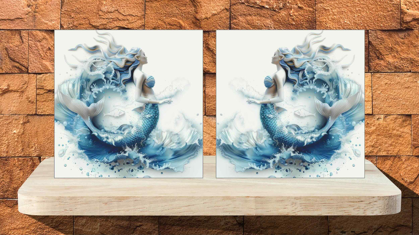 Mirrored Pair Display Tiles - Graceful Mermaid