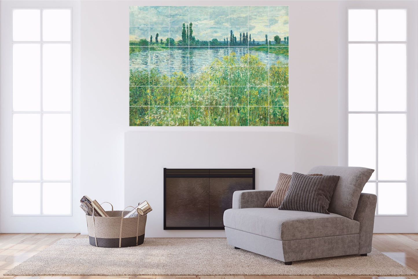 Claude Monet Original Art Murals - Banks of the Seine, Vétheuil (1880)