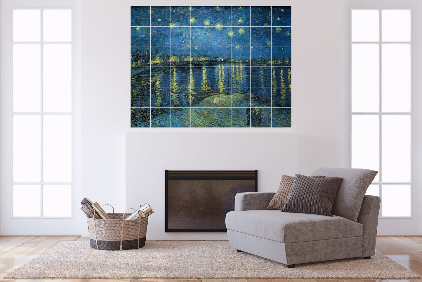 Vincent van Gogh Original Art Murals - Starry Night Over the Rhône (1888)