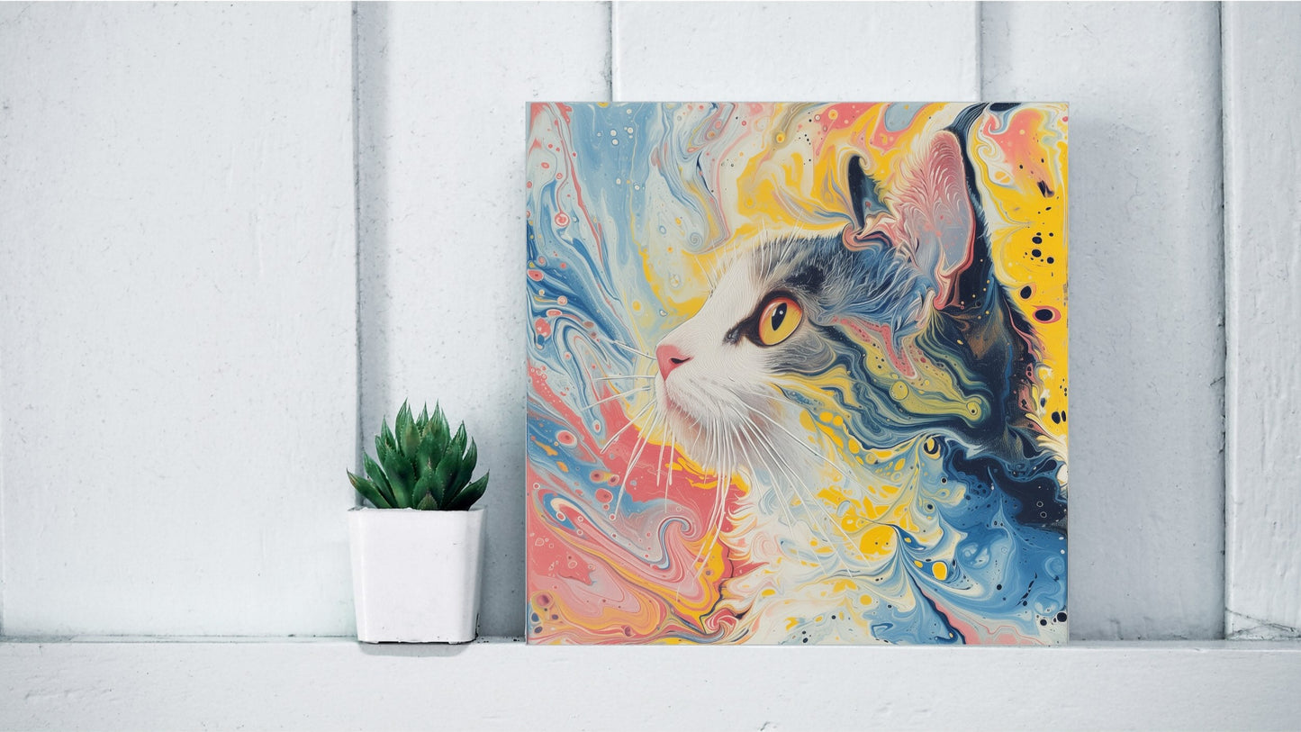 Animal Marbling Portrait Series (Vivid Colour) - Cat