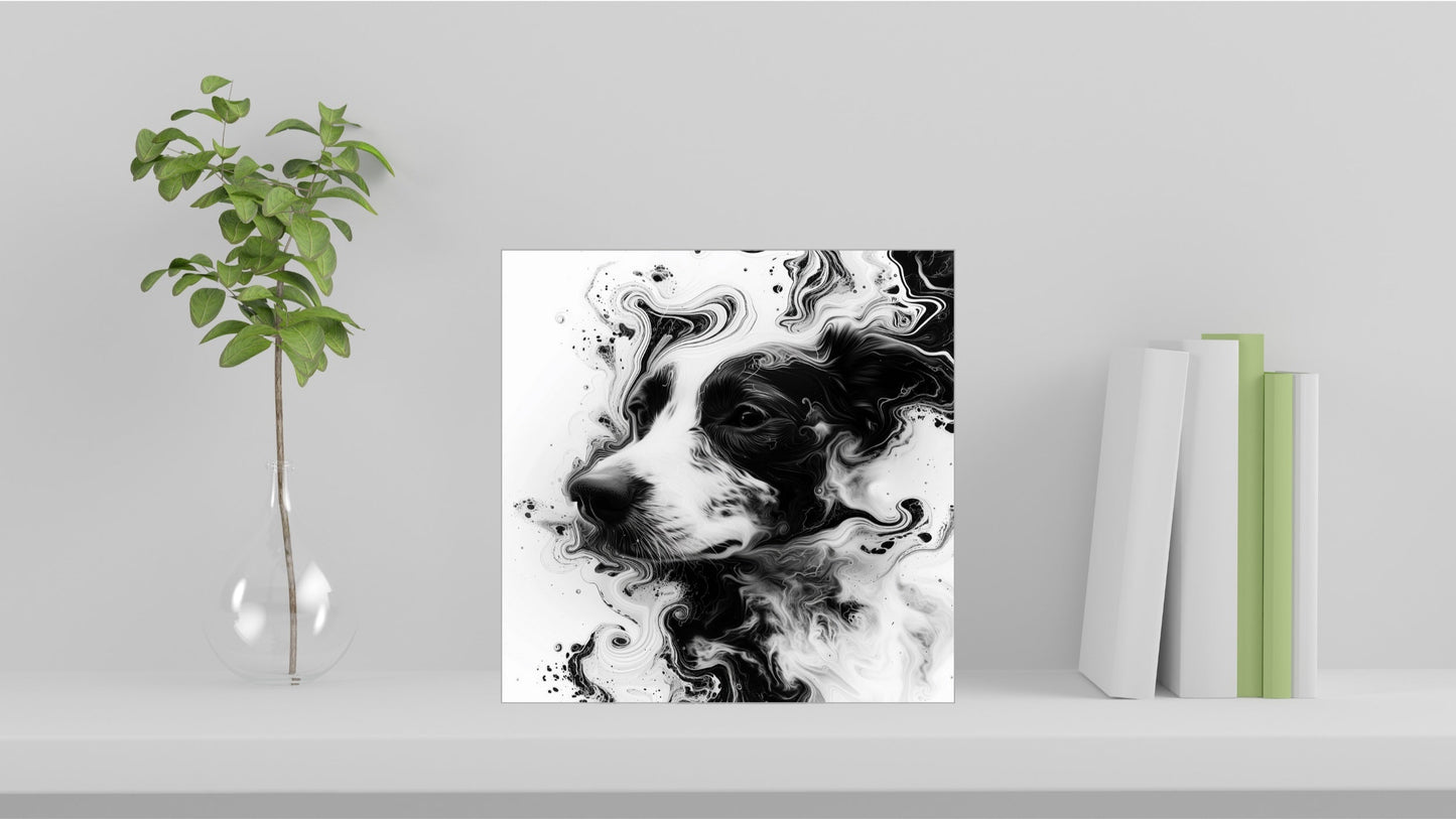 Animal Marbling Portrait Series (Black and White) - Dog