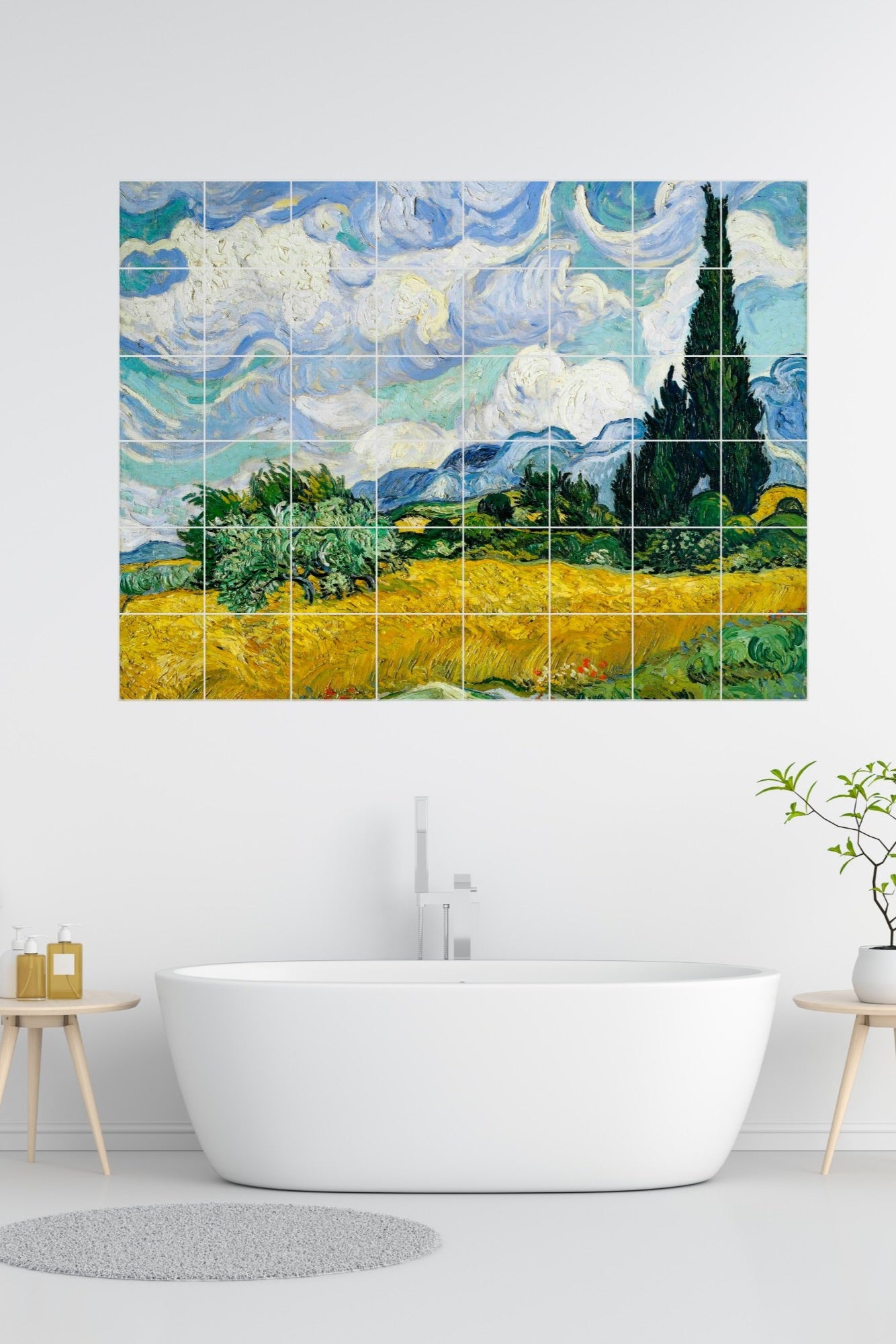 Vincent van Gogh Original Art Murals - Wheat Field with Cypresses (1889)