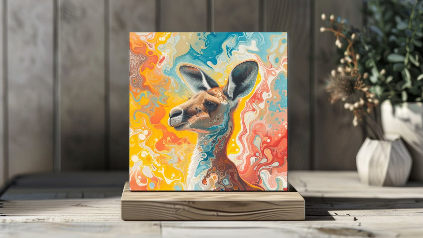 Animal Marbling Portrait Series (Vivid Colour) - Kangaroo
