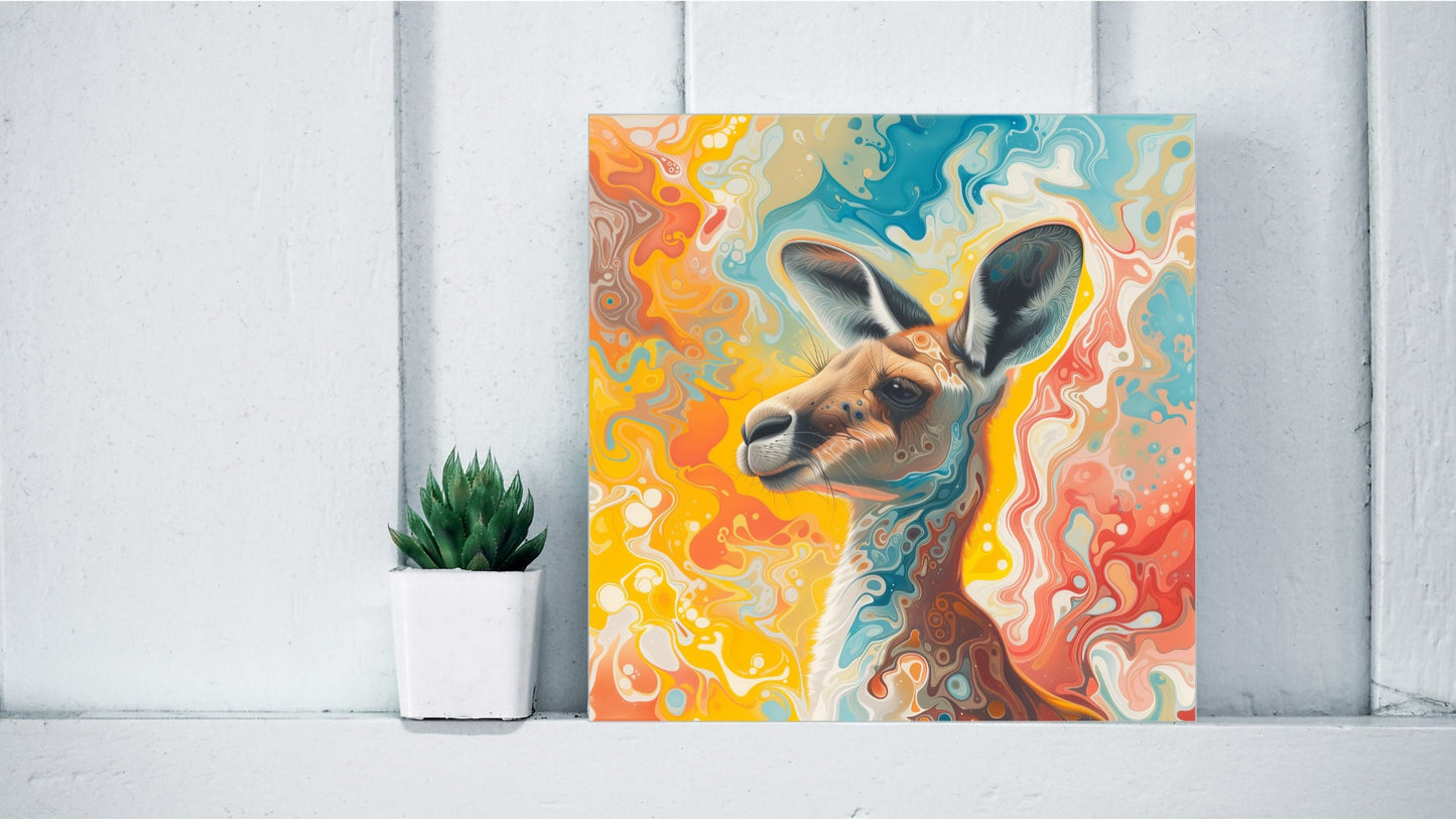 Animal Marbling Portrait Series (Vivid Colour) - Kangaroo