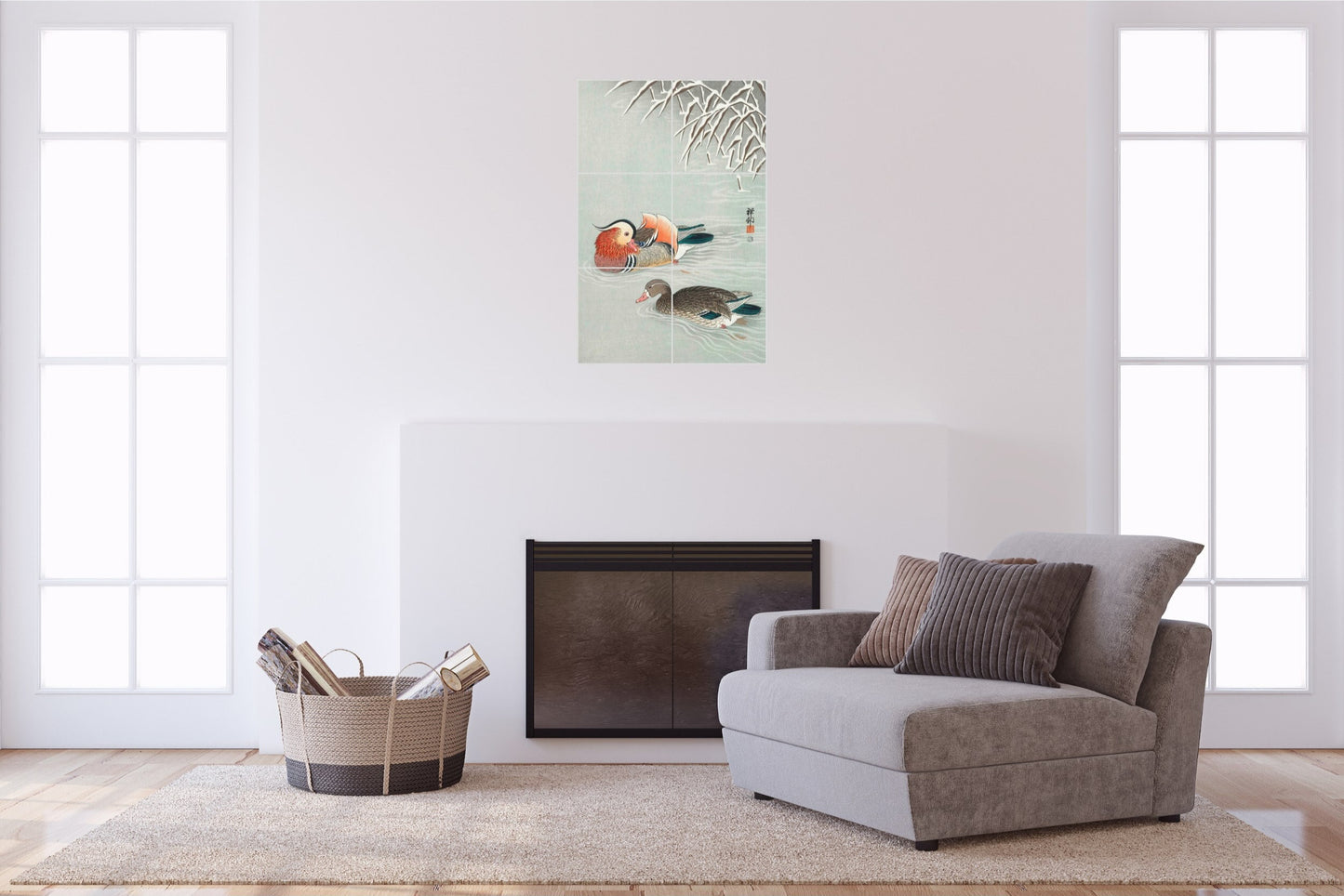 Ohara Koson Original Art Murals - Mandarin Ducks in Winter (1900-1945)
