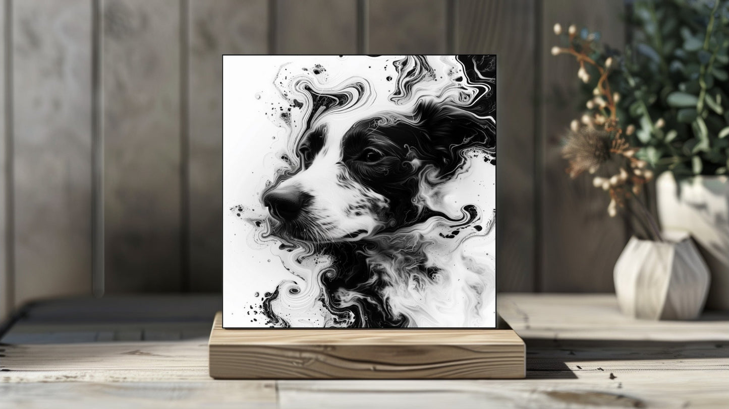 Animal Marbling Portrait Series (Black and White) - Dog