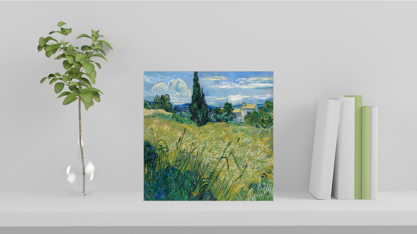 Vincent van Gogh Display Tiles - Green Wheat Field with Cypress (1889)