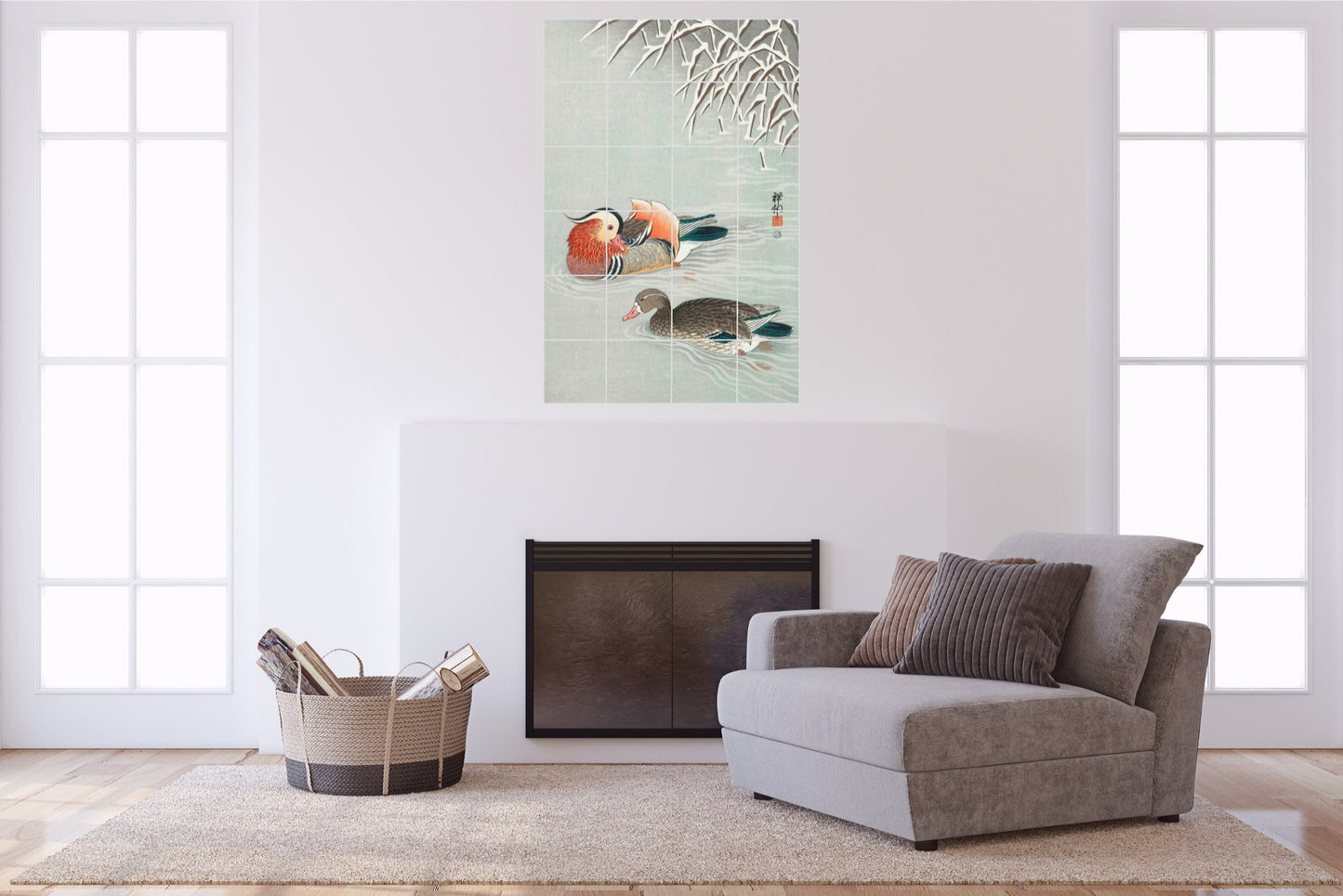 Ohara Koson Original Art Murals - Mandarin Ducks in Winter (1900-1945)