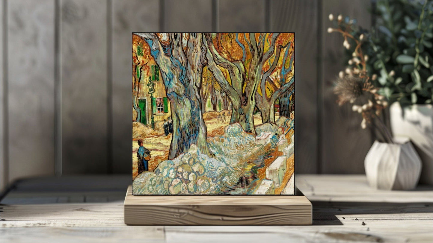 Vincent van Gogh Display Tiles - The Large Plane Trees (Road Menders at Saint-Rémy) (1889)