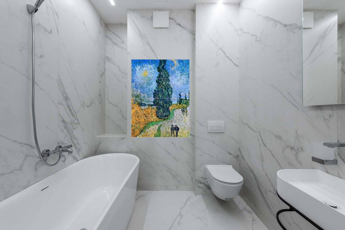 Vincent van Gogh Original Art Murals - Road with Cypress and Star (1890)