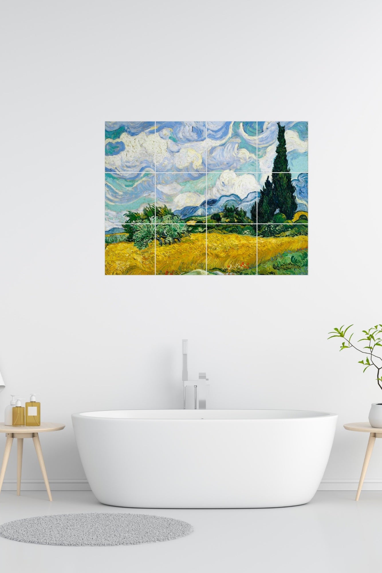 Vincent van Gogh Original Art Murals - Wheat Field with Cypresses (1889)