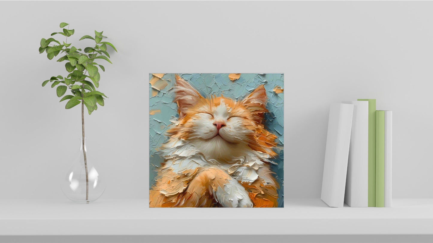 Oil Palette Knife Paintings - Fluffy Cat
