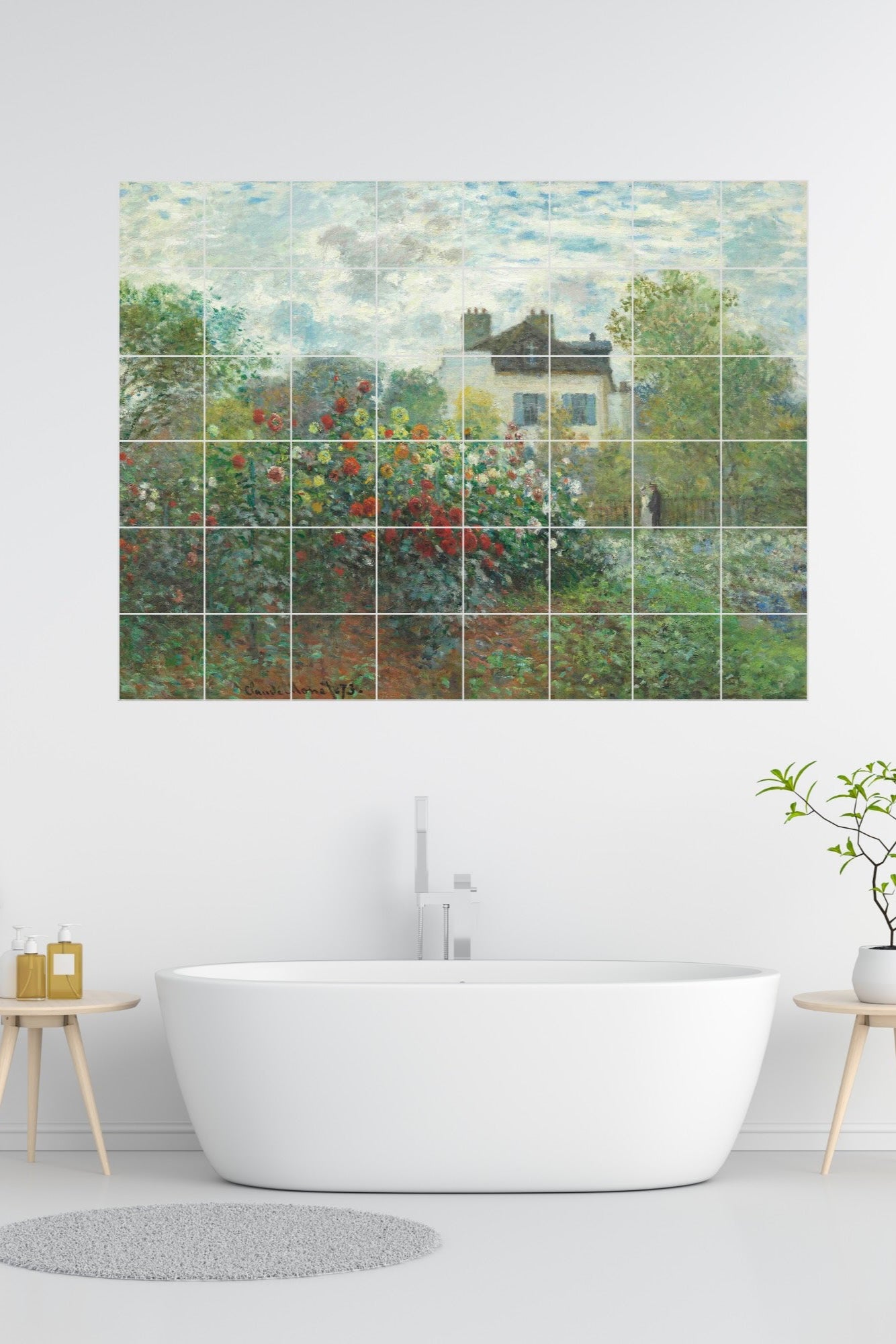 Claude Monet Original Art Murals - The Artist's Garden in Argenteuil, A Corner of the Garden with Dahlias (1873)