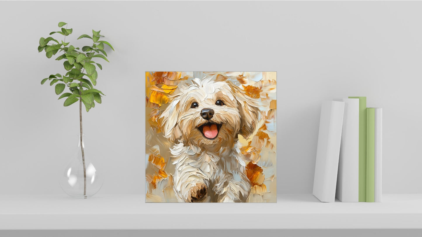 Oil Palette Knife Paintings - Happy Dog