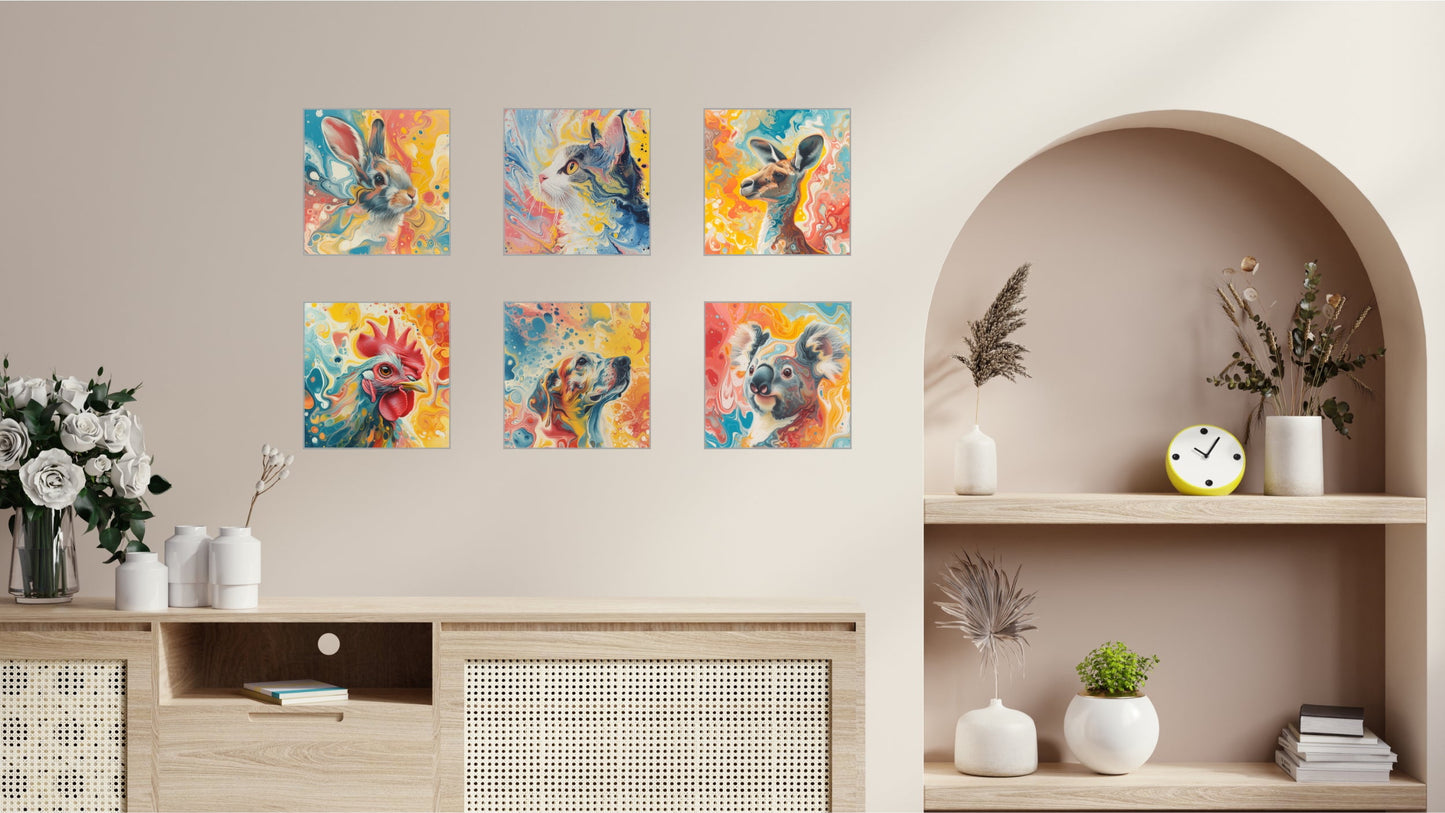 Animal Marbling Portrait Series (Vivid Colour) - The Complete Collection (Set of 6)