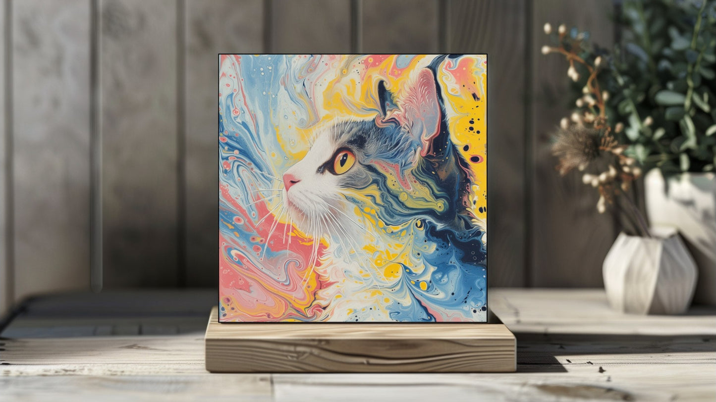 Animal Marbling Portrait Series (Vivid Colour) - Cat
