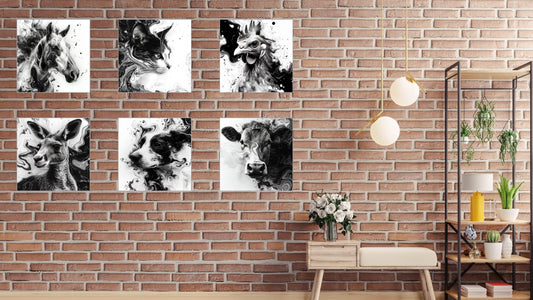 Animal Marbling Portrait Series (Black and White) - The Complete Collection (Set of 6)