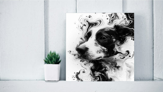 Animal Marbling Portrait Series (Black and White) - Dog