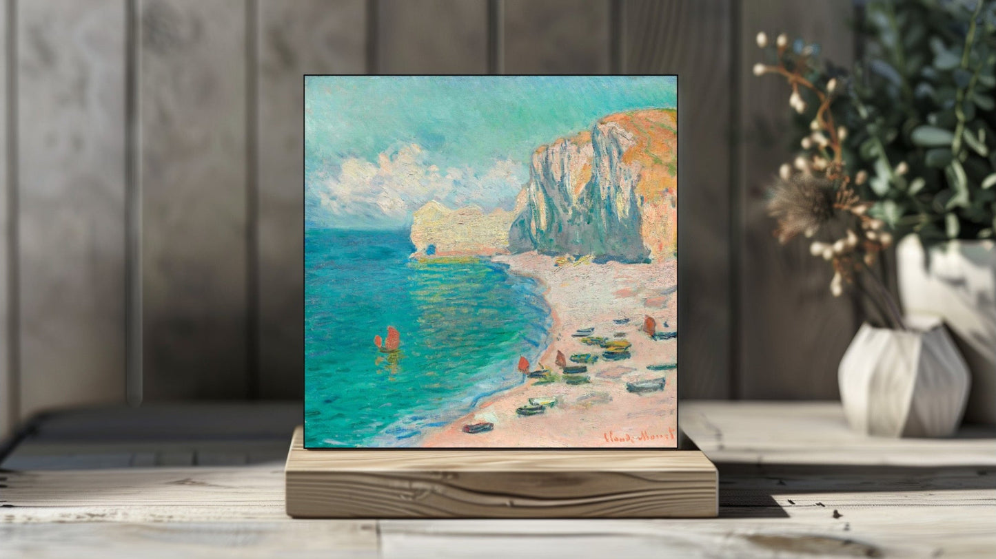 Claude Monet Display Tiles - The Beach and the Falaise d'Amont (1885)