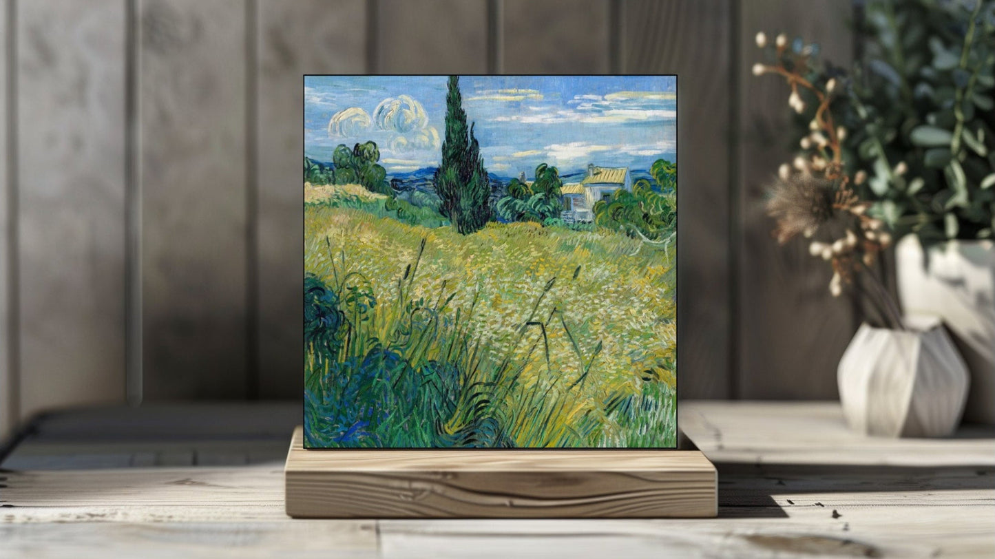 Vincent van Gogh Display Tiles - Green Wheat Field with Cypress (1889)