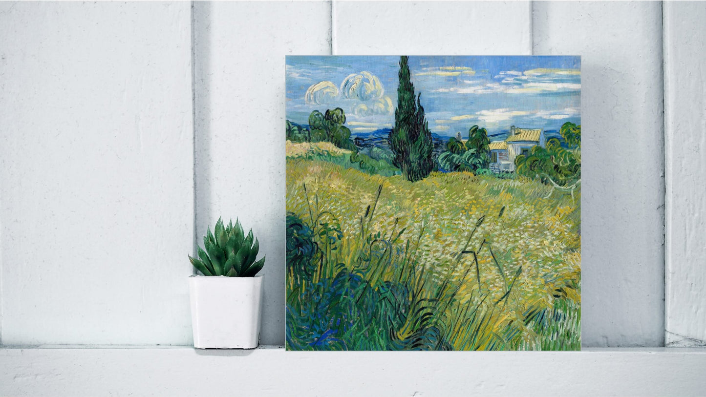 Vincent van Gogh Display Tiles - Green Wheat Field with Cypress (1889)