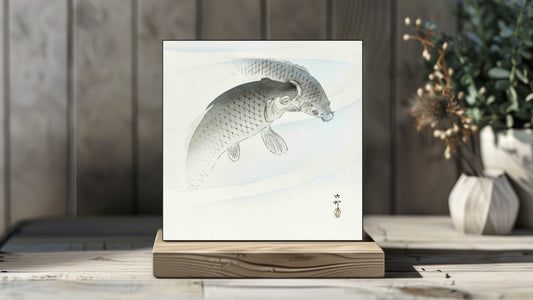 Ohara Koson Display Tiles - Two carp fish (1900-1910)