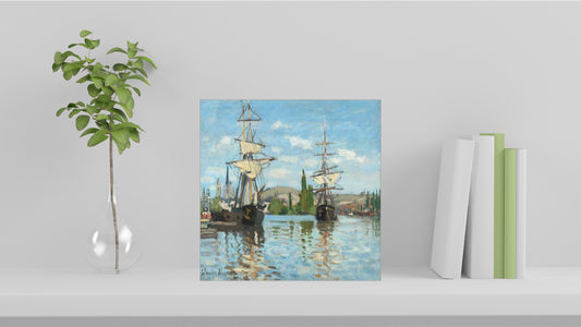 Claude Monet Display Tiles - Ships Riding on the Seine at Rouen (1872–1873)