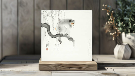 Ohara Koson Display Tiles - Monkey on a tree branch (1900-1930)