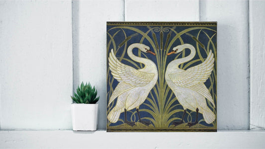 Walter Crane Display Tiles - Swan, Rush and Iris (1875)