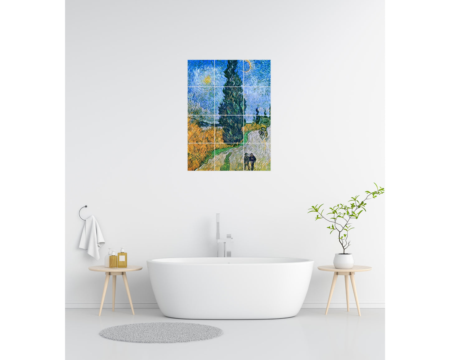 Vincent van Gogh Original Art Murals - Road with Cypress and Star (1890)