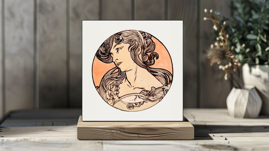 Alphonse Mucha Display Tiles - Stained Glass Window for the Facade of the Fouquet Boutique (1899) [2 of 9]