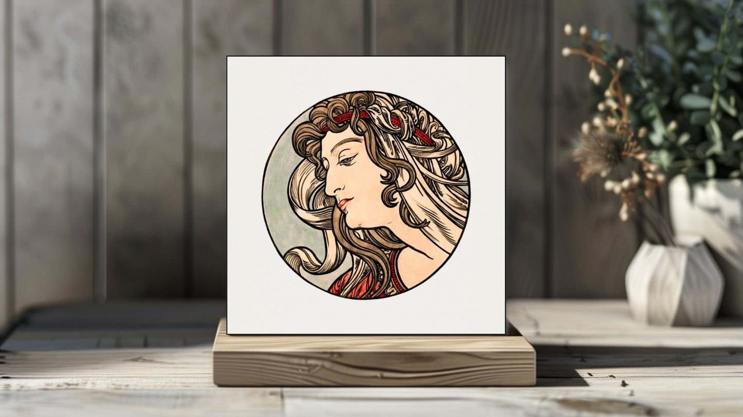 Alphonse Mucha Display Tiles - Stained Glass Window for the Facade of the Fouquet Boutique (1899) [3 of 9]