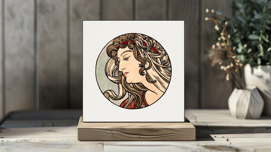 Alphonse Mucha Display Tiles - Stained Glass Window for the Facade of the Fouquet Boutique (1899) [3 of 9]