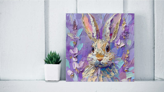Oil Palette Knife Paintings - Bunny Rabbit