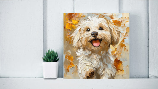 Oil Palette Knife Paintings - Happy Dog