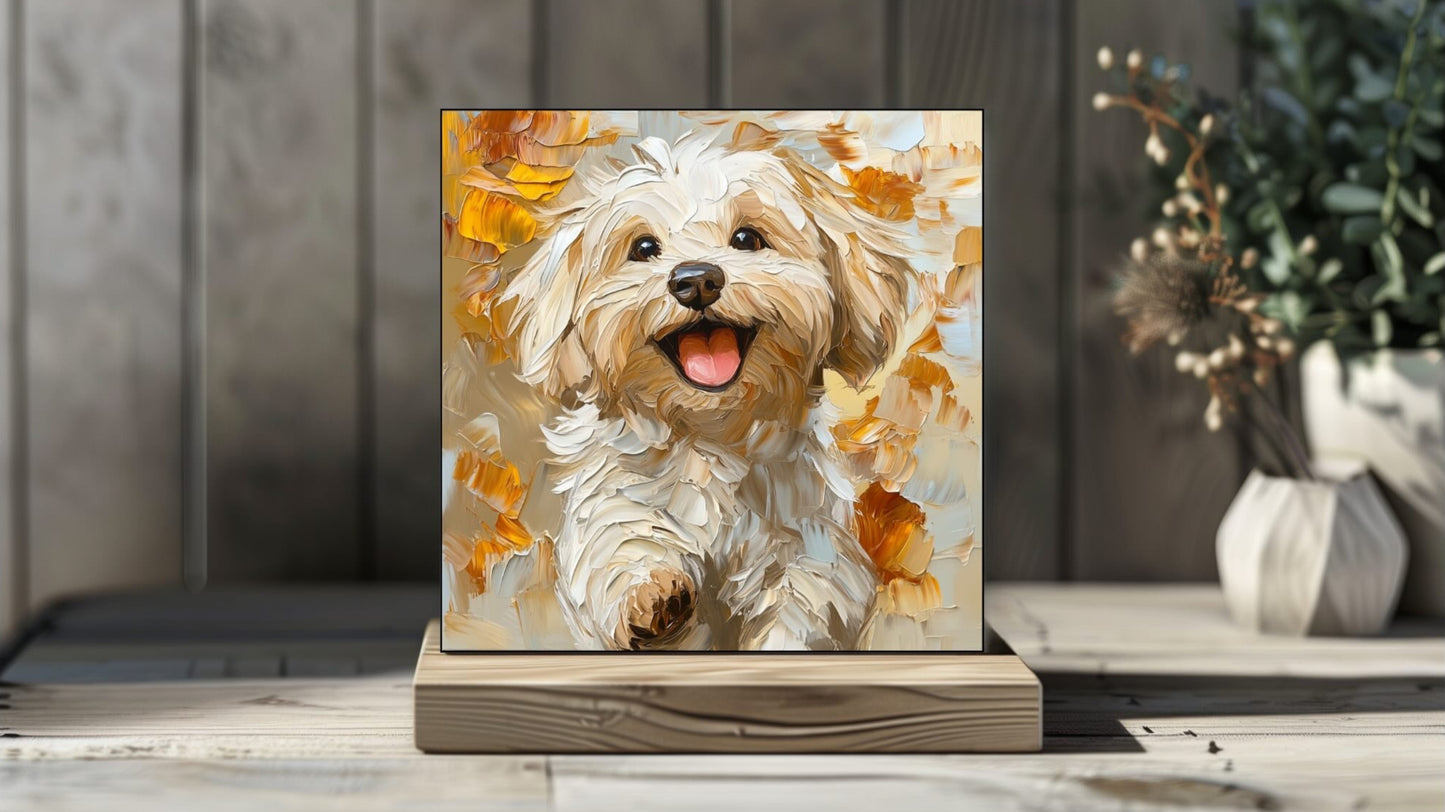 Oil Palette Knife Paintings - Happy Dog