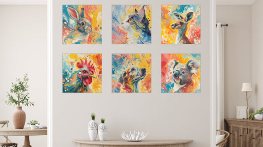 Animal Marbling Portrait Series (Vivid Colour) - The Complete Collection (Set of 6)