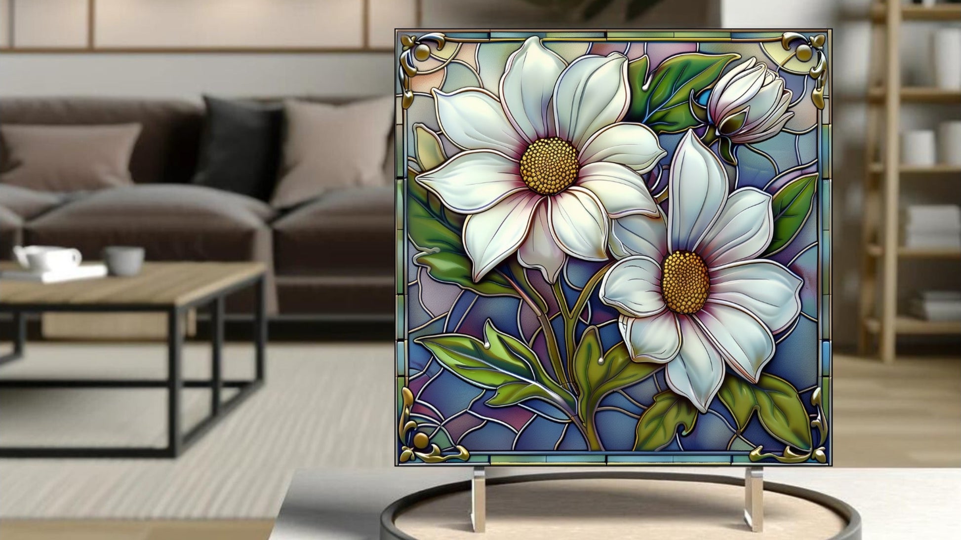 Decorative tile with a native Australian Flannel Flower, ideal for unique kitchen or bathroom splashbacks.